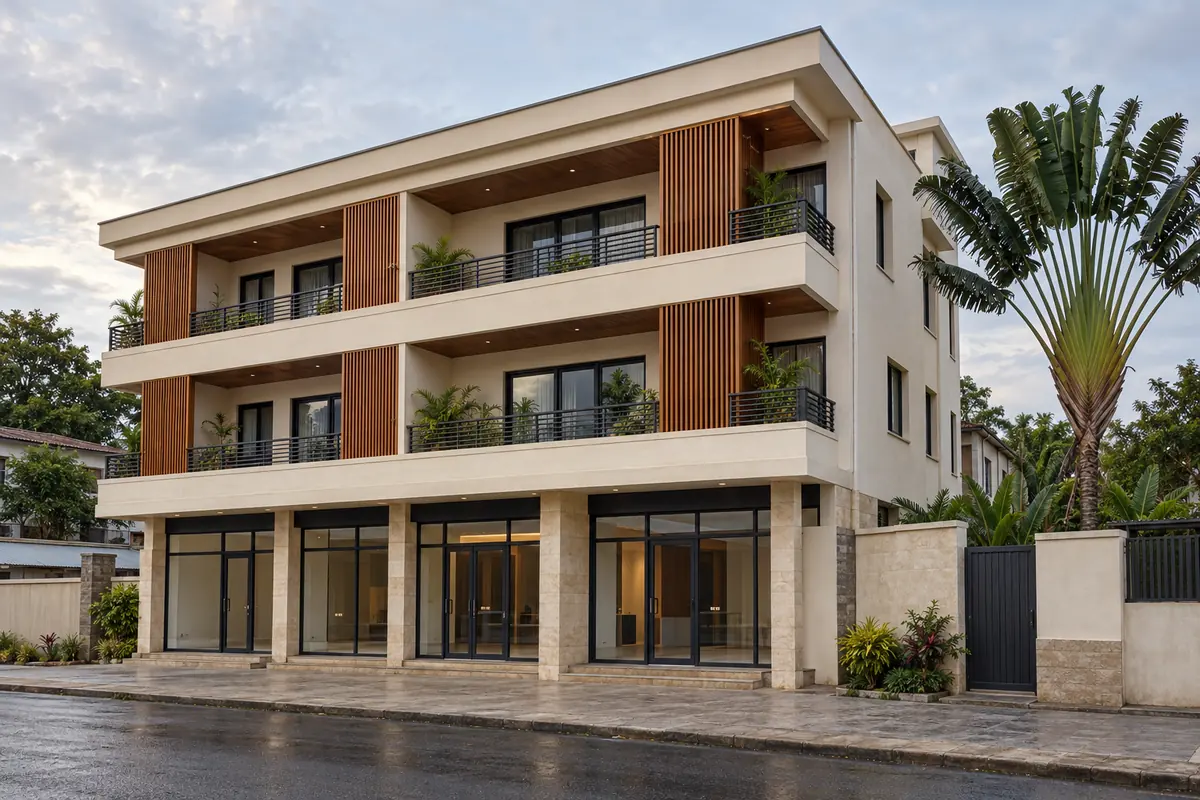 Immeuble de logements avec commerces au rez-de-chaussée